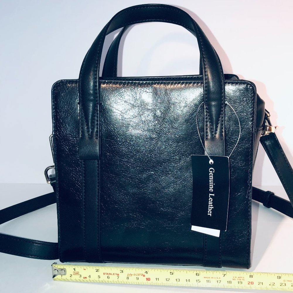 NWT-SFW Leather crossbody-satchel bag black